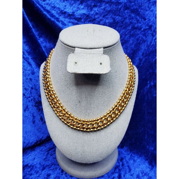 vintage anne klein classic gold tone lion head tag collar necklace - Picture 1 of 5